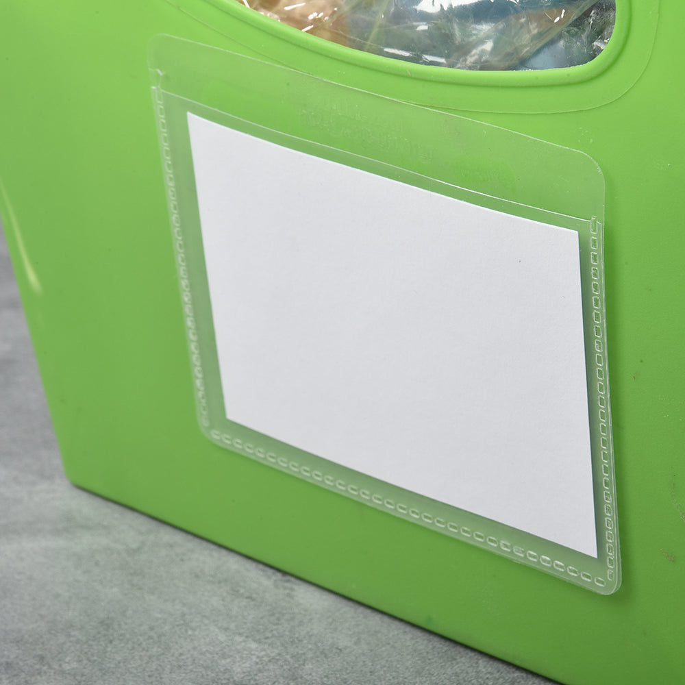 Self-Adhesive Labeling Pockets | 25 Clear Pockets with Inserts for Classroom & Storage Organization