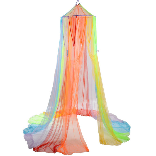 Rainbow Retreat Reading & Play Canopy | 8' Tall with Tie-Back Entrance & Colorful Netting